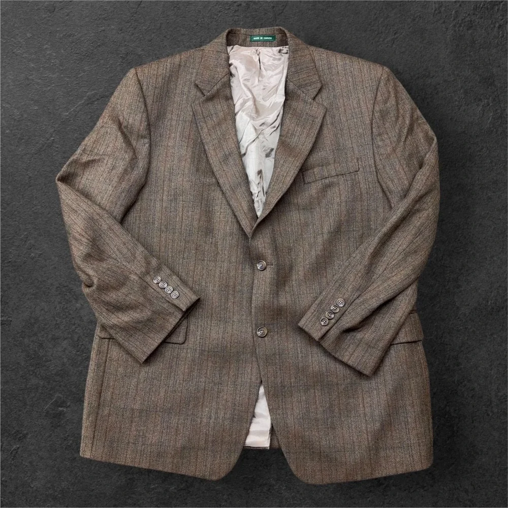 Lauren Ralph Lauren 46R Brown Herringbone Tweed Wool Blazer Sport Coat Canada